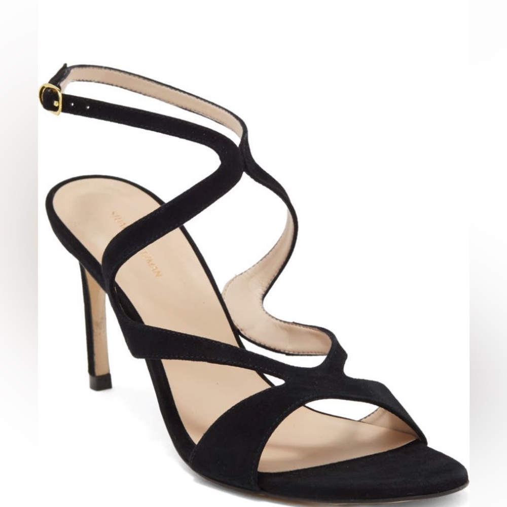 Stuart Weitzman, Mariposa 80 Heeled Sandal, Black, US 10